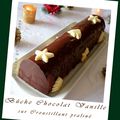 Bûche Chocolat Vanille sur Croustillant praliné