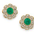 A pair of diamond and emerald ear clips, by Van Cleef & Arpels