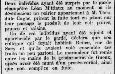 Samedi 24 Août 1912 Le Poirier à Théodule… et les maraudeurs