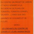 Appel aux dons pour un projet de jardin pour les enfants du centre de loisirs