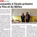 Vu dans la presse : Nouveautés à l'école primaire des Fins et du Bélieu (ER 22/09/2019)