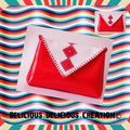 Original Trousse a Maquillage !! DIAMOND LIGHT !! En Simili Cuir Rouge/blanc T: 23cm X 16.5cm BELICIOUS-DELICIOUS-CREATION 