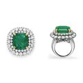 An emerald and diamond earring and ring, by Van Cleef & Arpels
