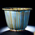 An Extremely Rare Barbed Hexafoil ‘One’ Junyao Flowerpot, Yuan-Early Ming Dynasty, 14th-15th Century