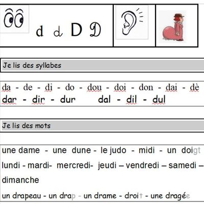 lecture CP la lettre D le son D