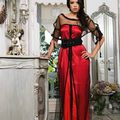 Robe de soirée plumetis noire & rouge