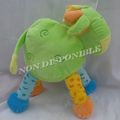 Doudou Peluche Vache Vert Bleu Jaune Grelot Fantasy Toys