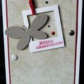 Carte d'anniversaire féminine élégante avec polaroïde et papillon