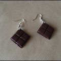 BOucles d'oreilles carrés de chocolat