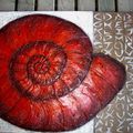 fossile escargot rouge 90x60cm