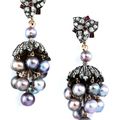 Diamond and natural pearl pendant earrings, ca. 1900