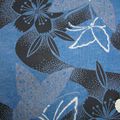 Imprimé coton pour yukata: sakuras et papillons sur fond jean