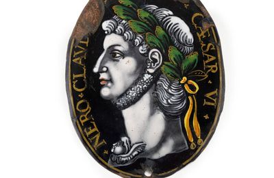 Manner of Jacques Laudin I (1627-1695), French, Limoges, probably 17th century, Oval Plaque with the Emperor Nero in profile
