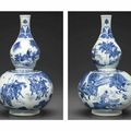 A blue and white double gourd-form vase, Transitional period, circa 1640-1650