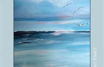 Tableau acrylique, petit format, Ocean Blue Two