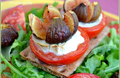 Tomates farcies au chèvre et figue rôtie