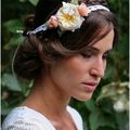 Headband dentelle, fleurs et papillon pour les mariées au thème bohème chic  ou pour les charmantes lolitas