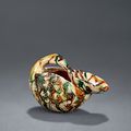 A sancai-glazed duck-shaped rhyton cup, Tang dynasty (618-907)