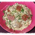 Risotto aux champignons de Paris et au chorizo