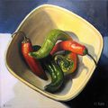 Piments | Huile sur toile | 20 x 20 cm