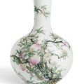 A Magnificent Famille-Rose 'Peach' Vase, Tianqiuping, Seal Mark and Period of Qianlong (1736-1795)