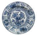 A large Chinese blue and white 'Kraak' dish, Ming dynasty, Wanli period