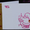Un Père Noël chef d'orchestre ... du papier doré pailleté ... des strass rouges ... une mini-carte de Noël !