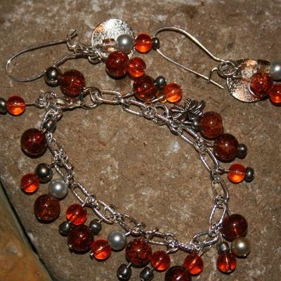 BRACELET ET BOUCLES D'OREILLES ORANGE ÉPICÉE