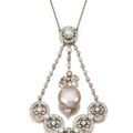 Natural pearl and diamond pendant necklace, Early 20th Century