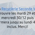 Fermeture de la recyclerie pour les fêtes de fin d'année