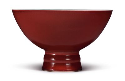 A copper-red-glazed stembowl, Yongzheng seal mark and period (1723-1735)