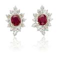 A pair of ruby and diamond earrings, by Harry Winston