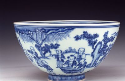 Bowl with Underglaze Blue Design of Children at Play, Jingdezhen ware, Zhengtong-Tianshun period (1436-1464)
