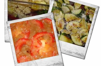 Crumble courgettes, tomates, parmesan et conflit d'oignons