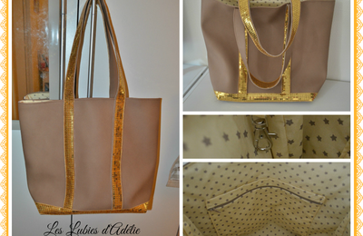 Sac cabas pailleté Caramel et doré 