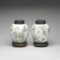 A pair of fine famille verte oviform jars, Kangxi period (1662-1722)