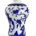 Two Beijing glass vase with blue overlay decoration, Qianlong-Jiaqing period & 19th century