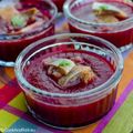 Gazpacho de betteraves, hareng fumé