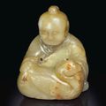 A yellow jade figure of a boy and goose, Ming dynasty (1368-1644)