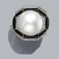 DAVID WEBB A Cultured Pearl and Enamel Ring