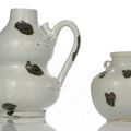 A Yingqing double-gourd iron-spot splashed ewer and a small jarlet, China, Song dynasty  