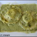 Ravioles de courgettes sauce vert de bettes et citron