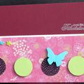 Carte de félicitations féminine et poétique avec papillon turquoise