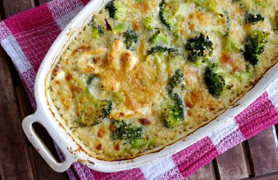 Gratin de quinoa, brocoli et poulet 