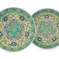 A pair of large famille verte dishes for the Persian market, Kangxi period (1662-1722)
