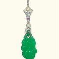 An Art Deco Jade, Diamond and Pearl Pendant