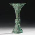 An archaic bronze ritual wine vessel (gu), Late Shang Dynasty, 13th - 11th century BC