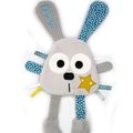 Doudou plat lapin gris bleu jaune