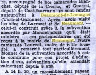 1939 : 1200 paysans à Beaumont-de-Lomagne