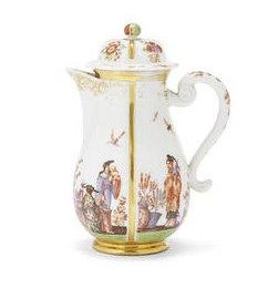 A Meissen hot water jug and cover, circa 1724